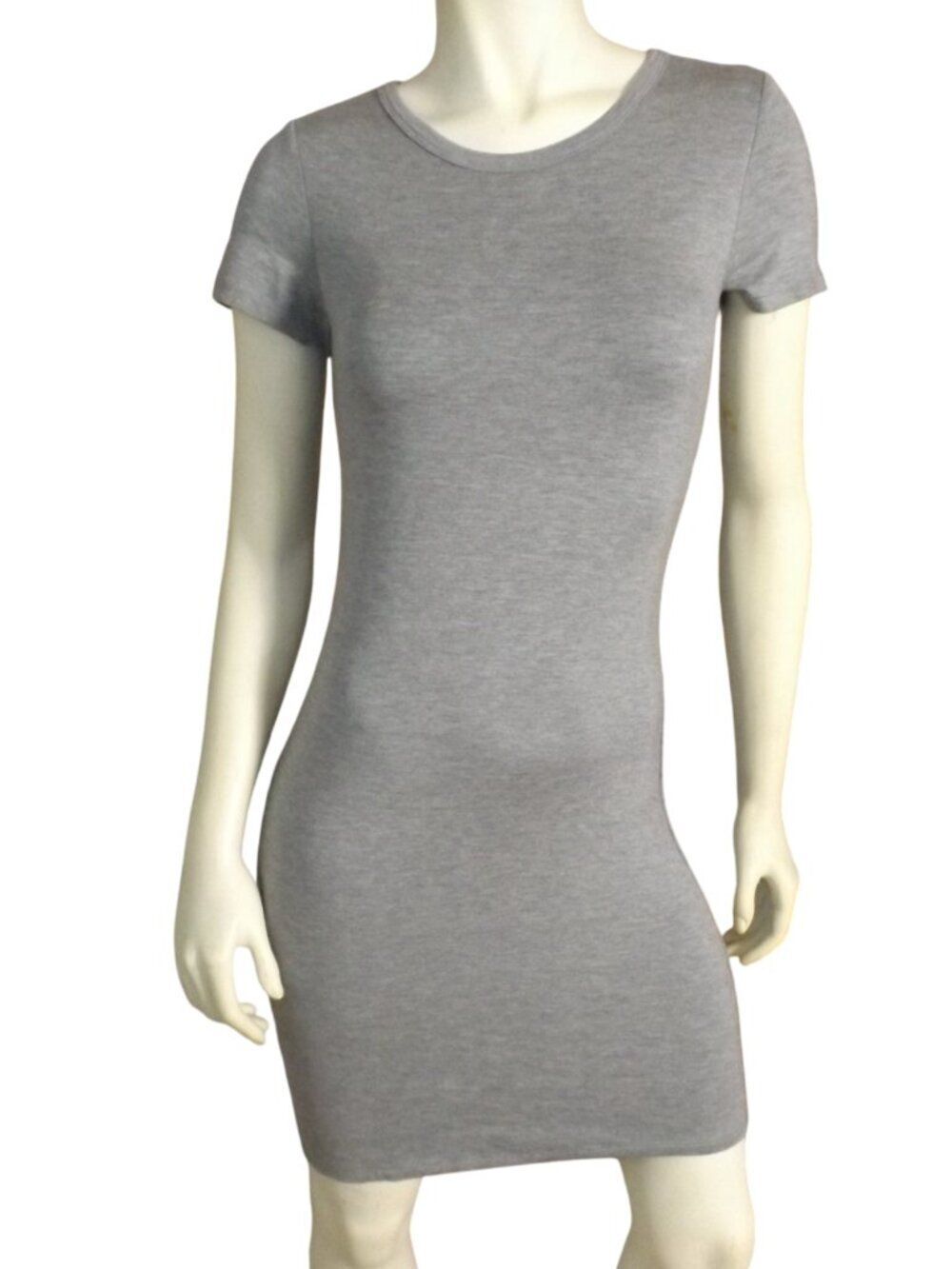 QUINCE T-shirt Dress, S, Gray, Stretch, Crew neck, Short sleeves, Clingy